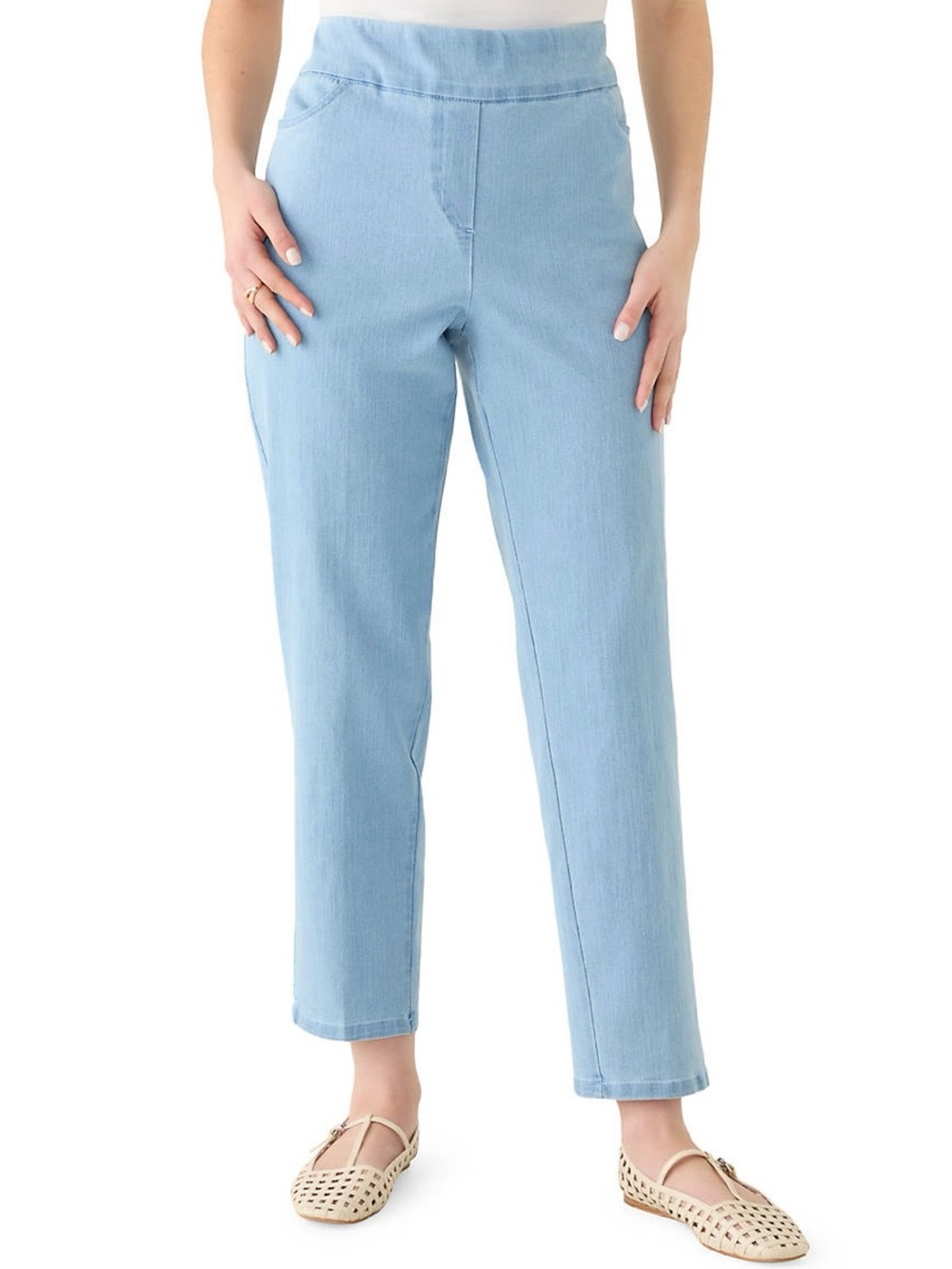 Alfred Dunner Light Blue Straight Leg Pull-On Jeans